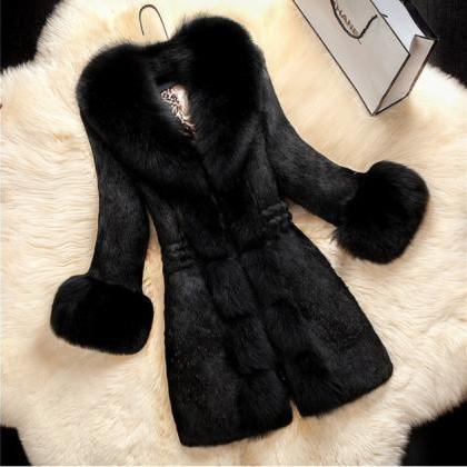 Classy Faux Fur Autumn And Winter Warm Coat