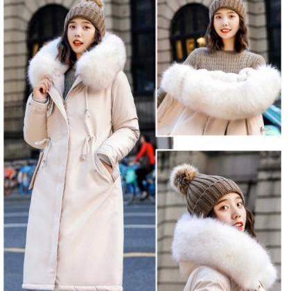 Faux Fur Hooded War Parka Winter Coat
