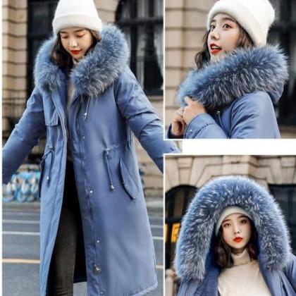 Faux Fur Hooded War Parka Winter Coat