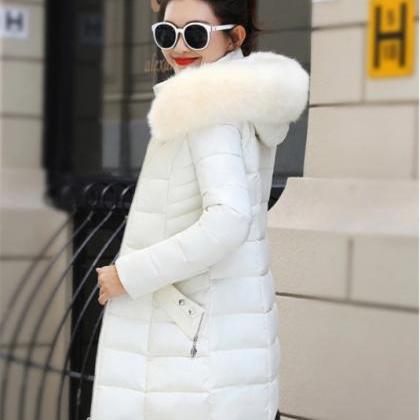 Hooded Faux Fur Collar Women's Winter..