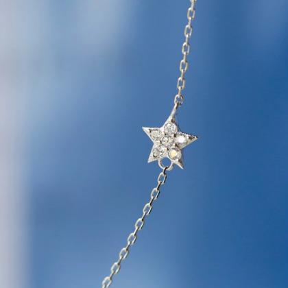 Sweet Stars And Moon Charmed Silver Necklace