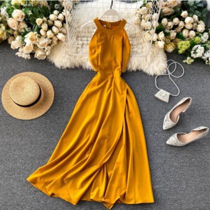 Elegant Halter Vivid Colors Long Party Dress