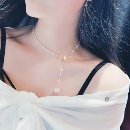 Bowknot Pearl Choker Necklace