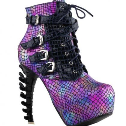 Sexy Gothic Punk Design Bone Heels Ankle Boots