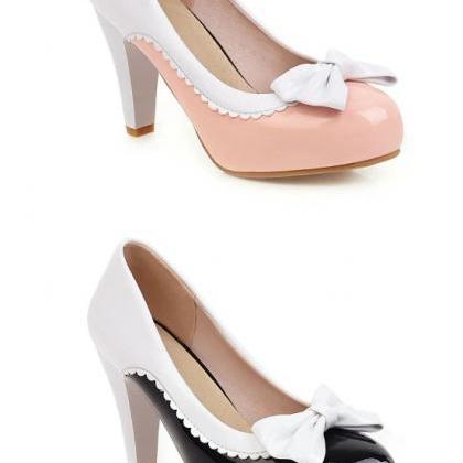 Sweet Style Bow Knot High Heels Shoes
