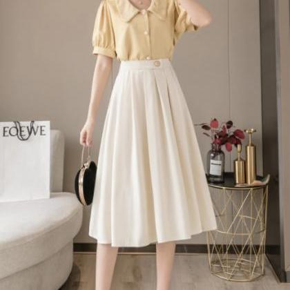 Elegant Pleated Midi Skirt on Luulla