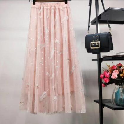 Gorgeous Casual Tulle Embroidery Skirts