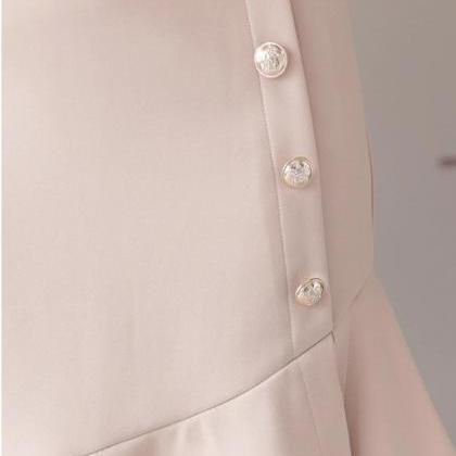 Ruffled Side Button Design Ladies Skirt