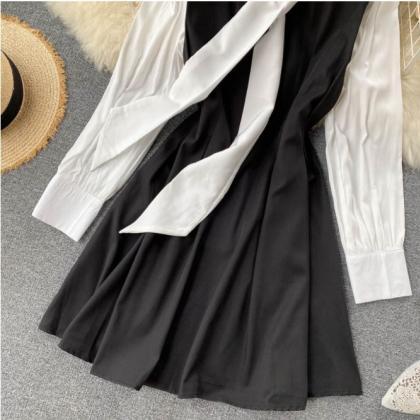 Two Pieces Set Sleeveless Tank Dress Solid Long..