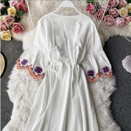 Beautiful Boho Embroidery Long Dress