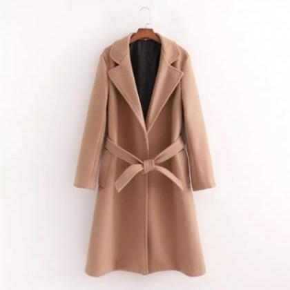 Chic Solid Color Casual Autumn And Winter Trench..