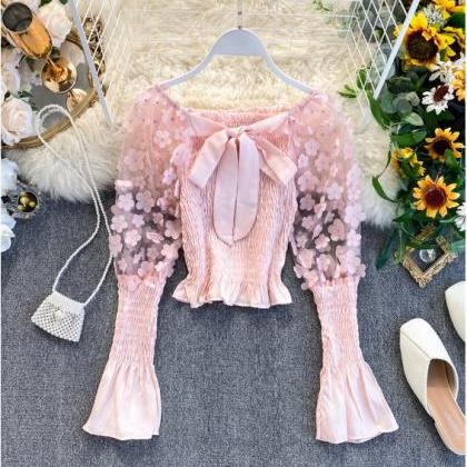 Spring Summer Beautiful Lace Sleeves Blouse