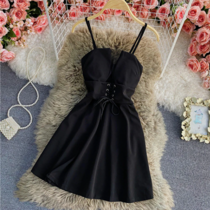 Chic Solid Color Lace Up Fashion Party Dress