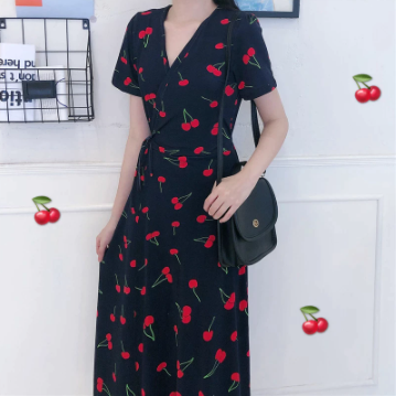 Summer Cherry Print Dress