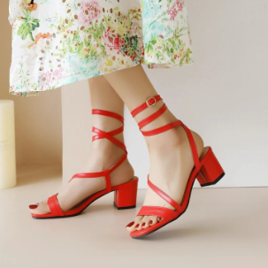 Elegant Peep Toe Buckle Strap Lace Up Sandals