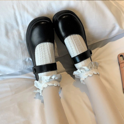 Black And White Mary Jane Platform Lolita Shoes