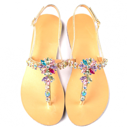 Woman Sandals Gold Silver Sole