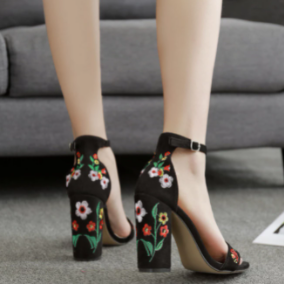 Flowers Embroidered Shoes Women Sandals