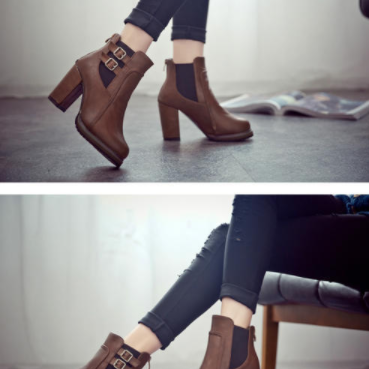 Spring Autumn Womens Single Boots Square Heel