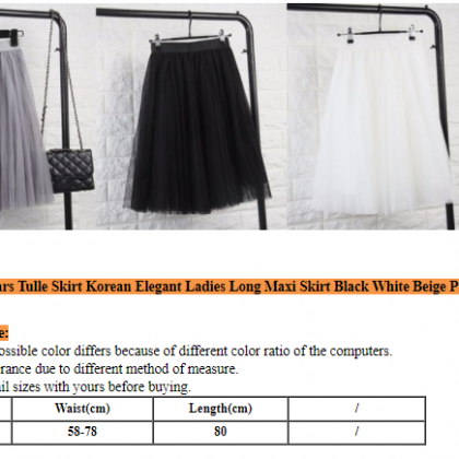 Stars Tulle Skirt Korean Elegant Ladies
