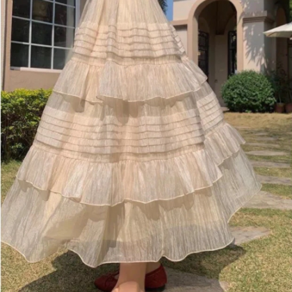 Vintage Elegant Layered Cake Pleated Skirt