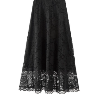 Black Lace Long Skirt Faldas