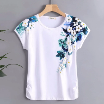 Floral Print T Shirt Women Summer Tops