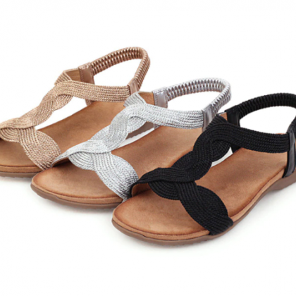 T-strap Gladiator Sandals Fashion Bling
