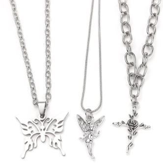 Silver Color Cross Choker Necklaces