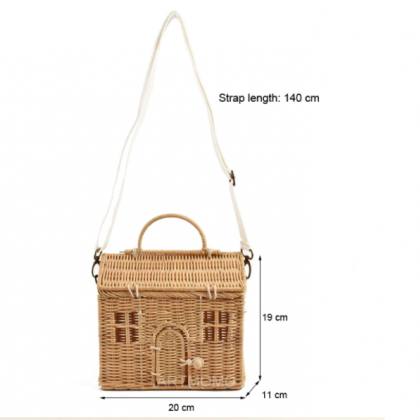 Creative House Shape Rattan Women Handbags