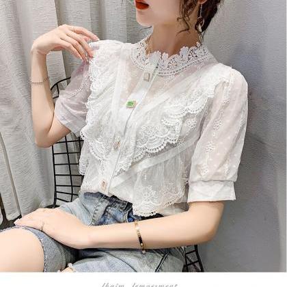 Korean Ruffles Women Blouse Shirt