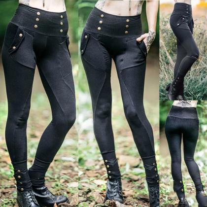 Black Gothic Slim Women Pants