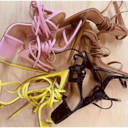 Fashion Sexy Peep Toe Lace-up Ankle Strap