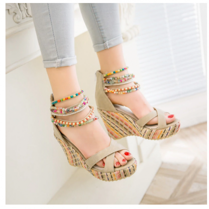 Colorful Beads High Heels Sandals