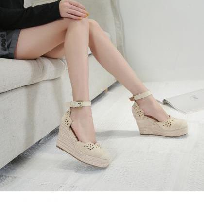 Pointed High Heels Thick Bottom Straw