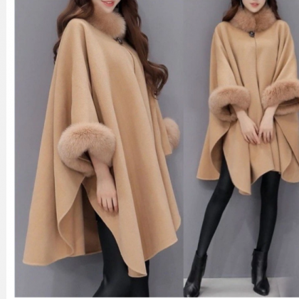 Woolen Coat The Large Fur Collar