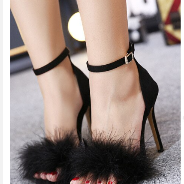 Fluff Strappy Thin High Heels Lace Up