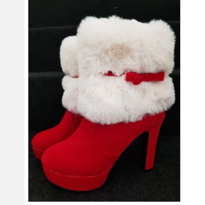 Fur Chunky Heels Ankle Boots