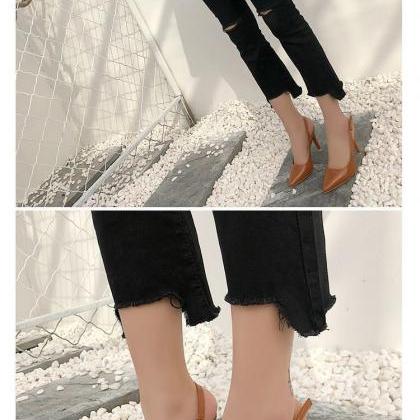 Sexy Korean Style Black Slingback Shoes