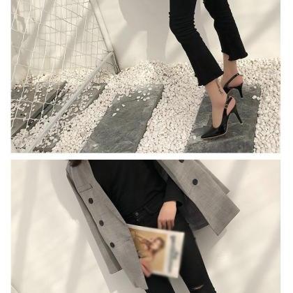 Sexy Korean Style Black Slingback Shoes