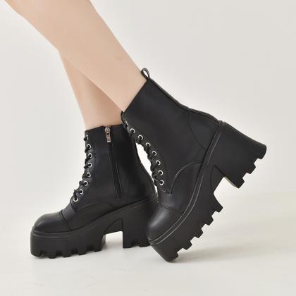 Chunky Ankle Boots Women Punk Style