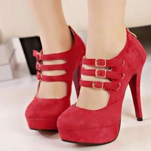 Red Strappy Luxury Design High Heel Shoes