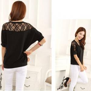 Adorable Luxury Lace Sleeve Detail Black Top
