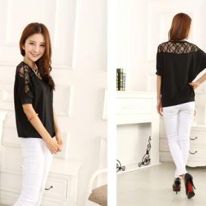 Adorable Luxury Lace Sleeve Detail Black Top