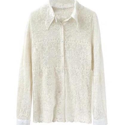 Transparent Lace Shirt Elegant