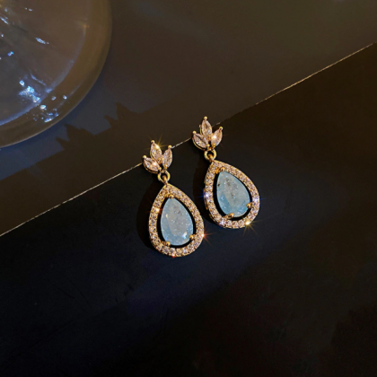 Blue Crystal Earrings Fashion