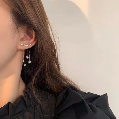Star Crystal Tassel Drop Earring