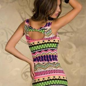 Gorgeous Geometric Pattern Sleeveless Dress