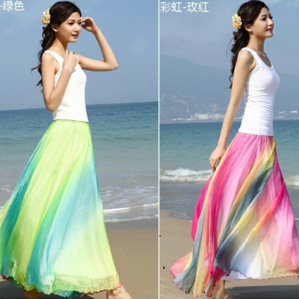 Rainbow Boho Skirt Elegant