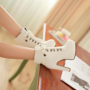 High Heel Lace Up White Martens Ank..
